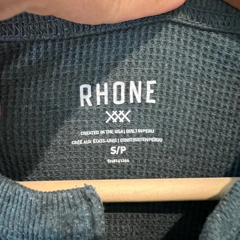 Rhone Sweatshirt Men's Small Green Waffle Knit Thermal Button Crew Neck Pullover - Picture 7 of 11